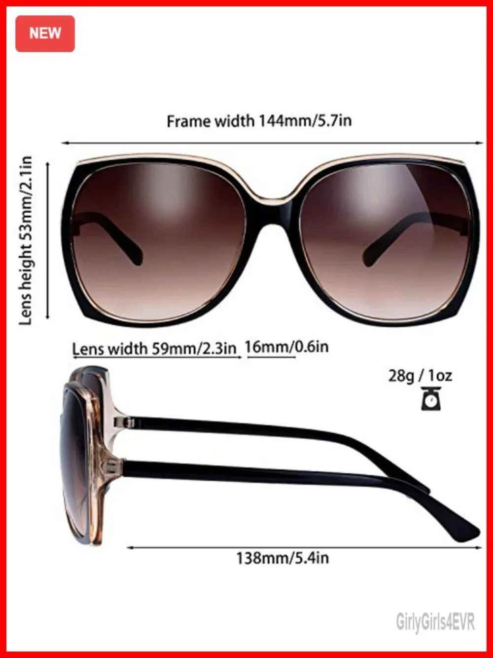 Oversized Cat Eye Hybrid Sunglasses with UV Protection